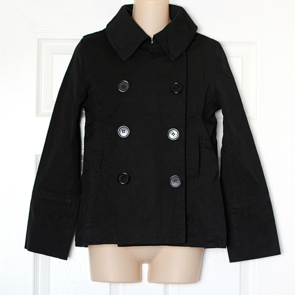 Black Canvas Double Breasted Coat NWOT - Picture 1 of 5